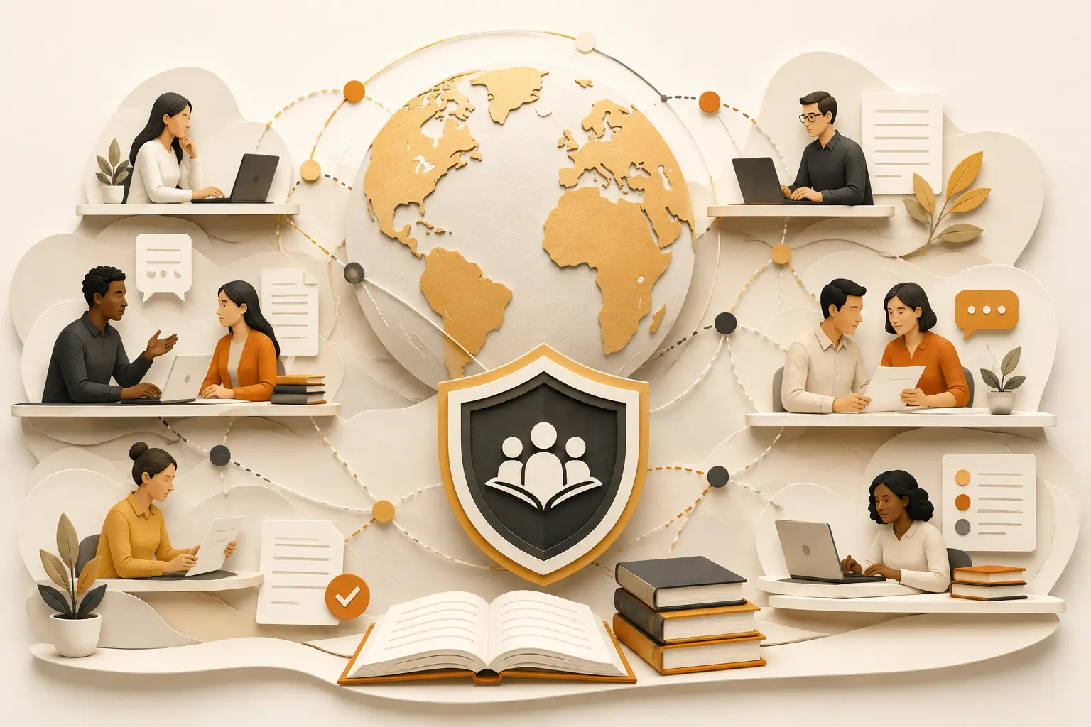 Illustration of a secure global academic support and learning network